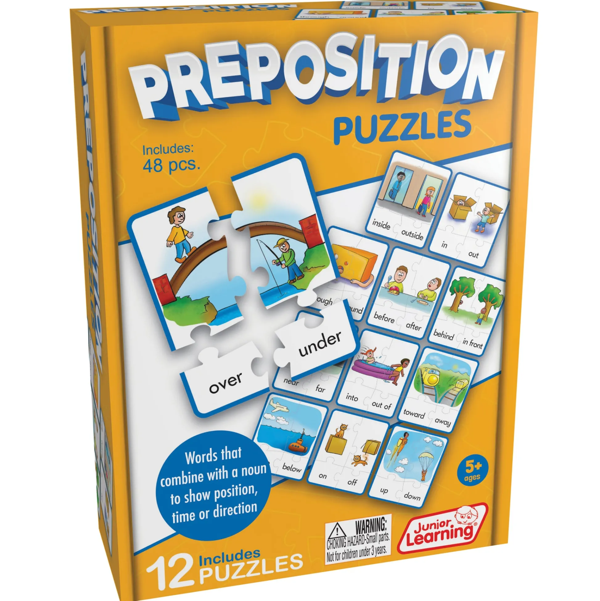 Educators Resource Junior Learning Preposition Puzzles - Multicolored Jigsaw Language Game* Puzzles