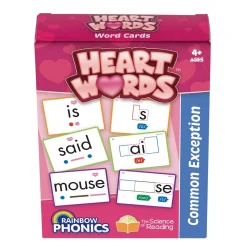 Flat River Group Junior Learning Rainbow Phonics Heart Words - 93 Educational Word Cards* Reading, Writing & Speech