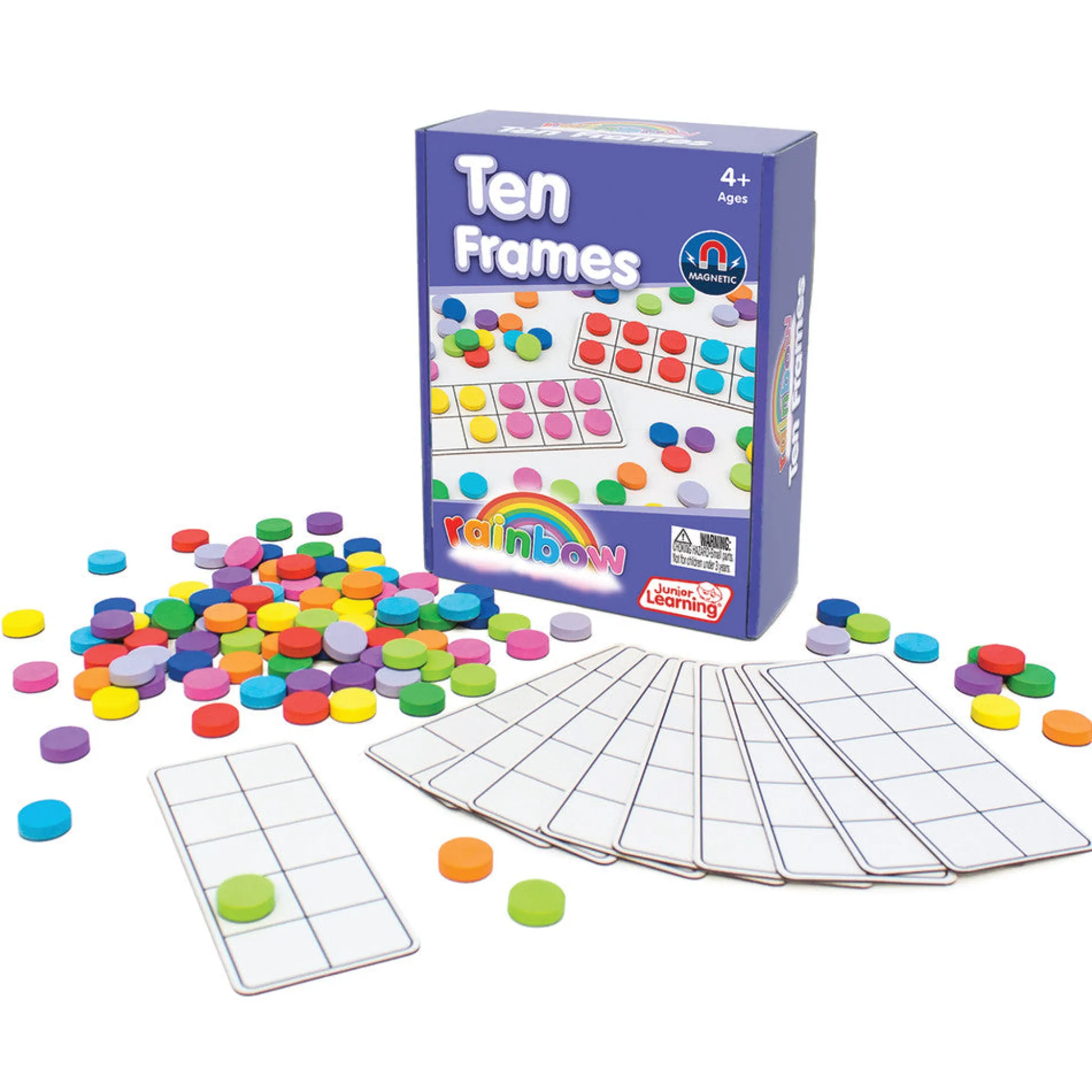 Flat River Group Junior Learning Rainbow Ten Frames Learning Set - Color-Coded Math Practice* Math Toys|Math, Counting & Time