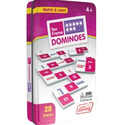 Educators Resource Junior Learning Ten Frames Dominoes - Educational Game for Kids - 28 Pieces* Preschool Education Toys & Activities