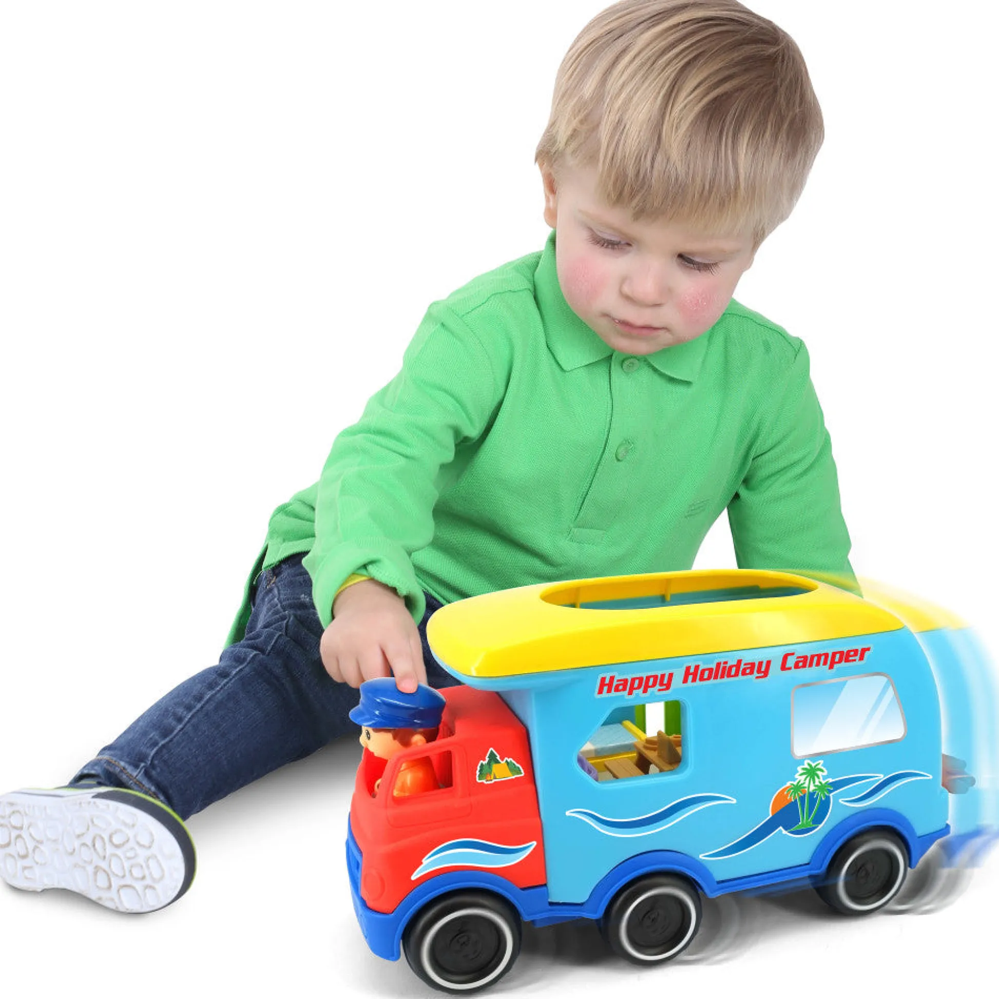 Flat River Group Kiddieland Light & Sound Motorized Happy Camper Toy Vehicle* Preschool Vehicles|Preschool Education Toys & Activities