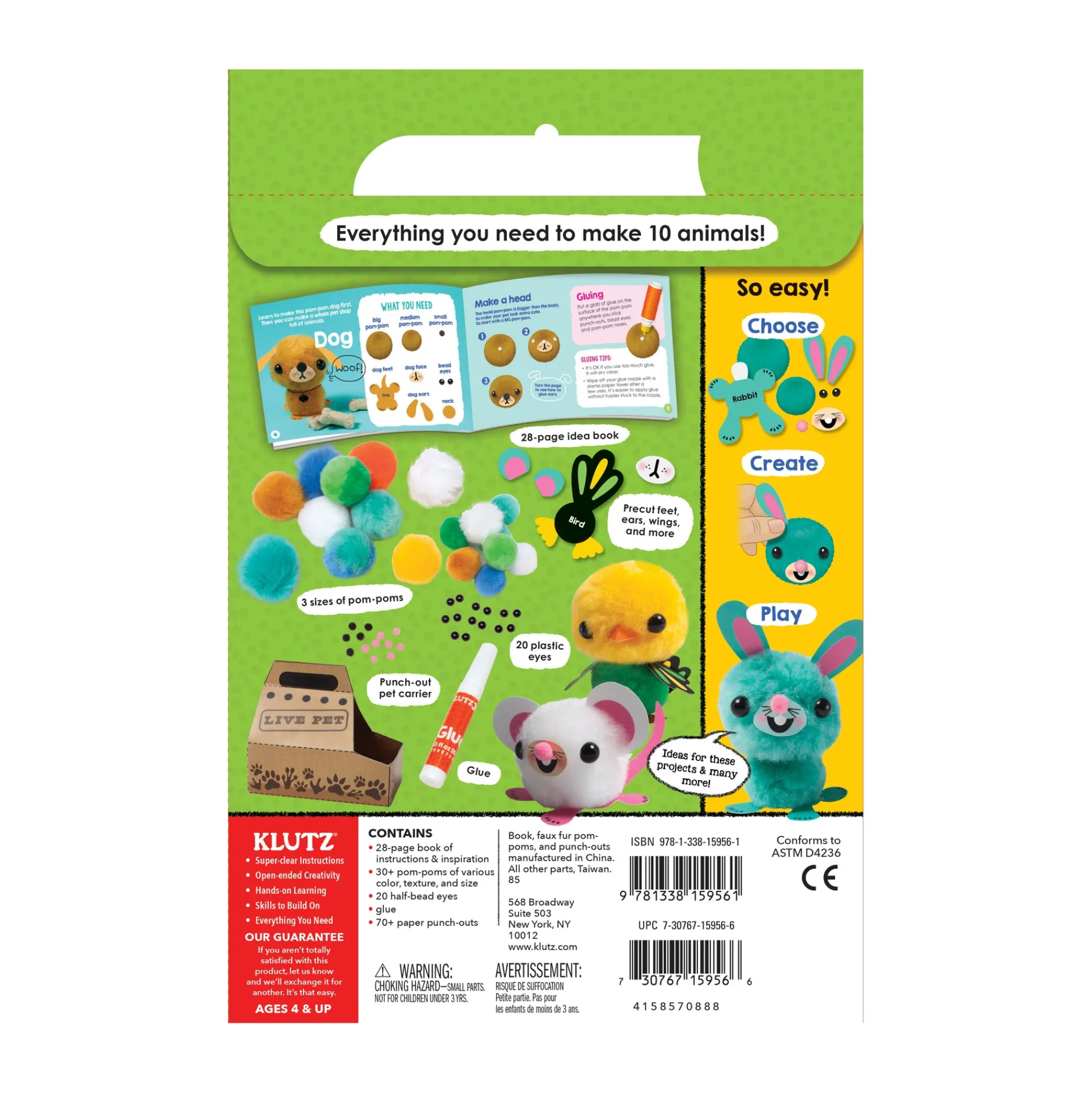 AreYouGame Klutz Jr. My Pom-Pom Pet Shop Craft Kit* Crafts & Activities