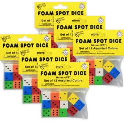 Educators Resource Koplow Games Colorful 16mm Foam Dice - 72 Pack Assortment* Dice, Roll & Write Games
