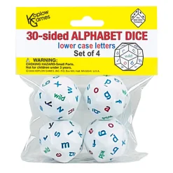 Educators Resource Koplow Games Colorful 30-Sided Alphabet Dice Set, Lowercase, 4 Pack* Preschool Education Toys & Activities