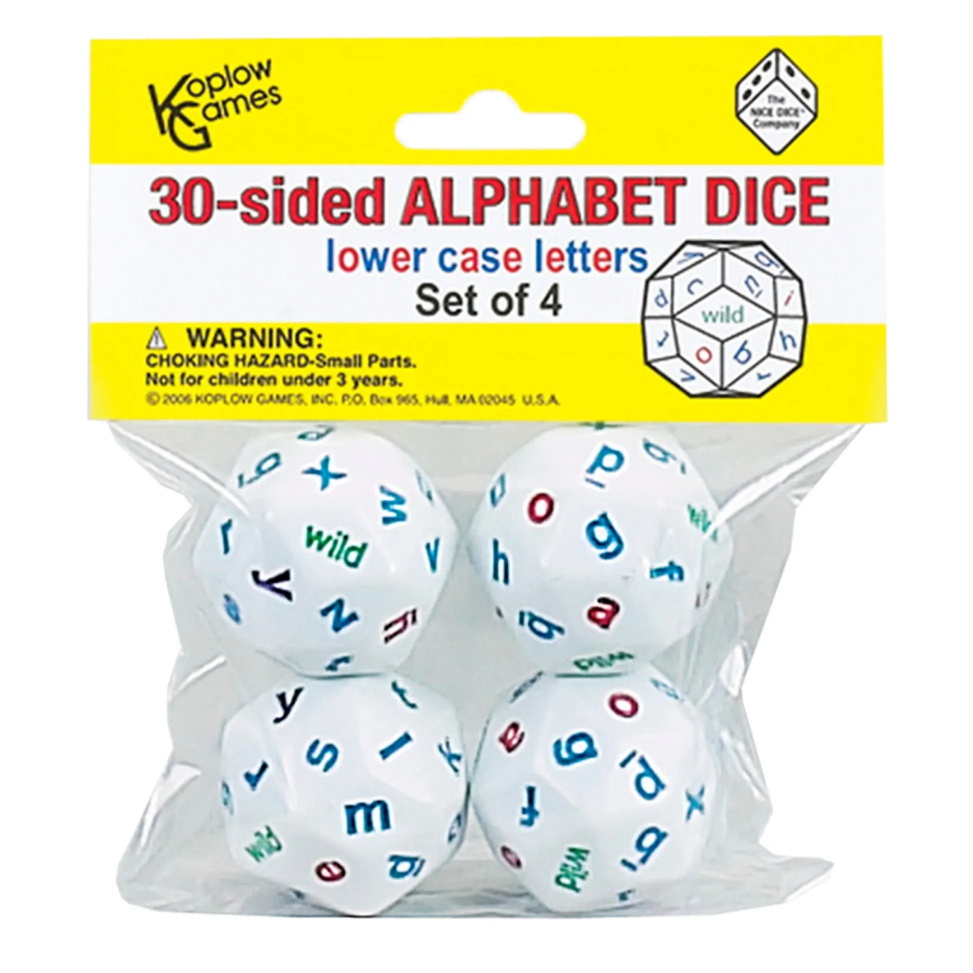 Educators Resource Koplow Games Colorful 30-Sided Alphabet Dice Set, Lowercase, 4 Pack* Preschool Education Toys & Activities