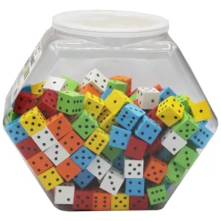 Educators Resource Koplow Games Jubilant Jumbo Foam Dice Set, 16mm, Variety Colors, Tub of 200* Dice, Roll & Write Games