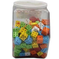 Educators Resource Koplow Games Jubilant Jumbo Foam Dice Set, 16mm, Variety Colors, Tub of 200* Dice, Roll & Write Games