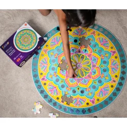 Flat River Group Kulture Khazana Mirror Magic Silver Foil Rangoli Floor Puzzle - 75pc* Puzzles