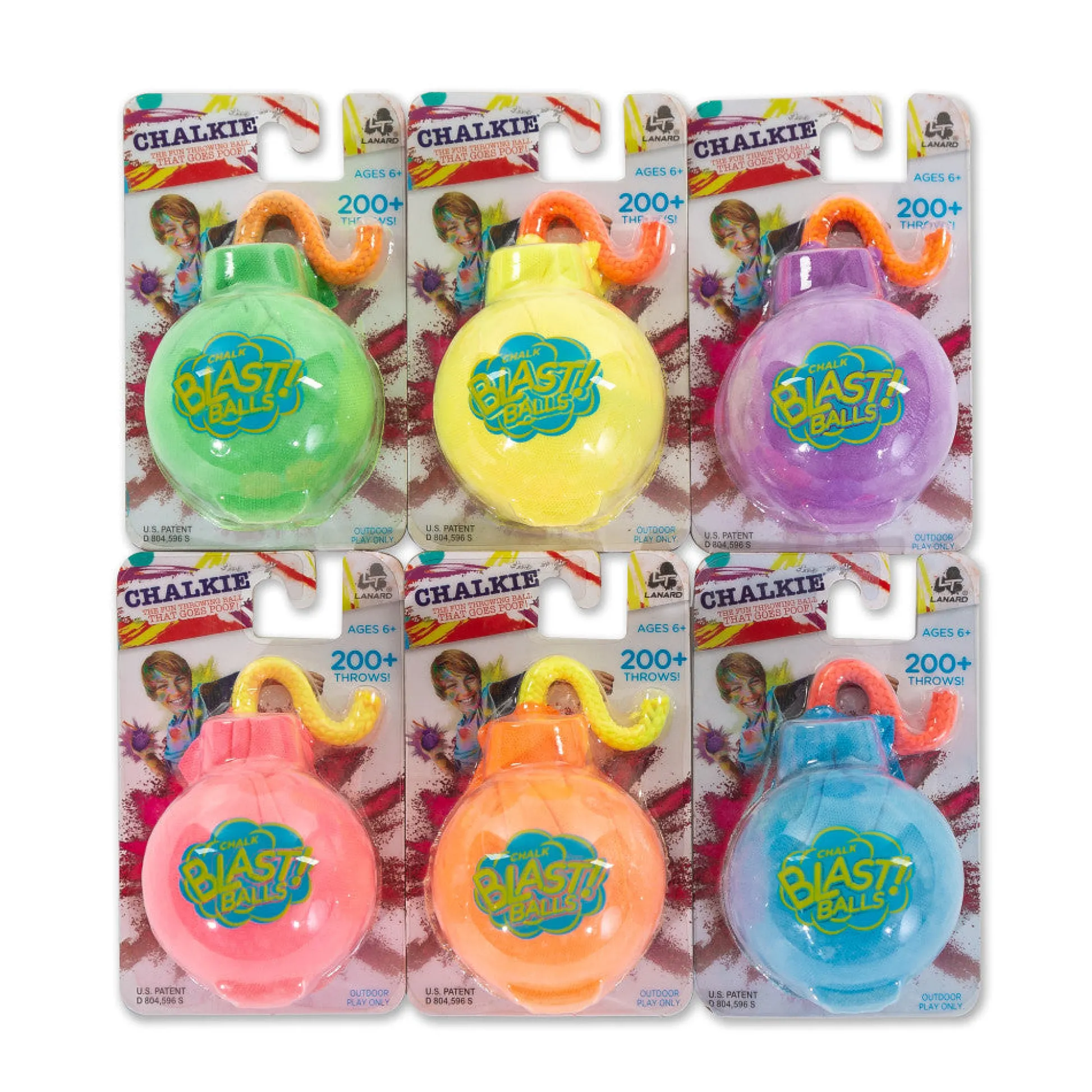 Flat River Group Lanard Vibrant Chalk Bomb! 6-Pack Outdoor Color Powder Explosions* Bubbles & Sidewalk Chalk