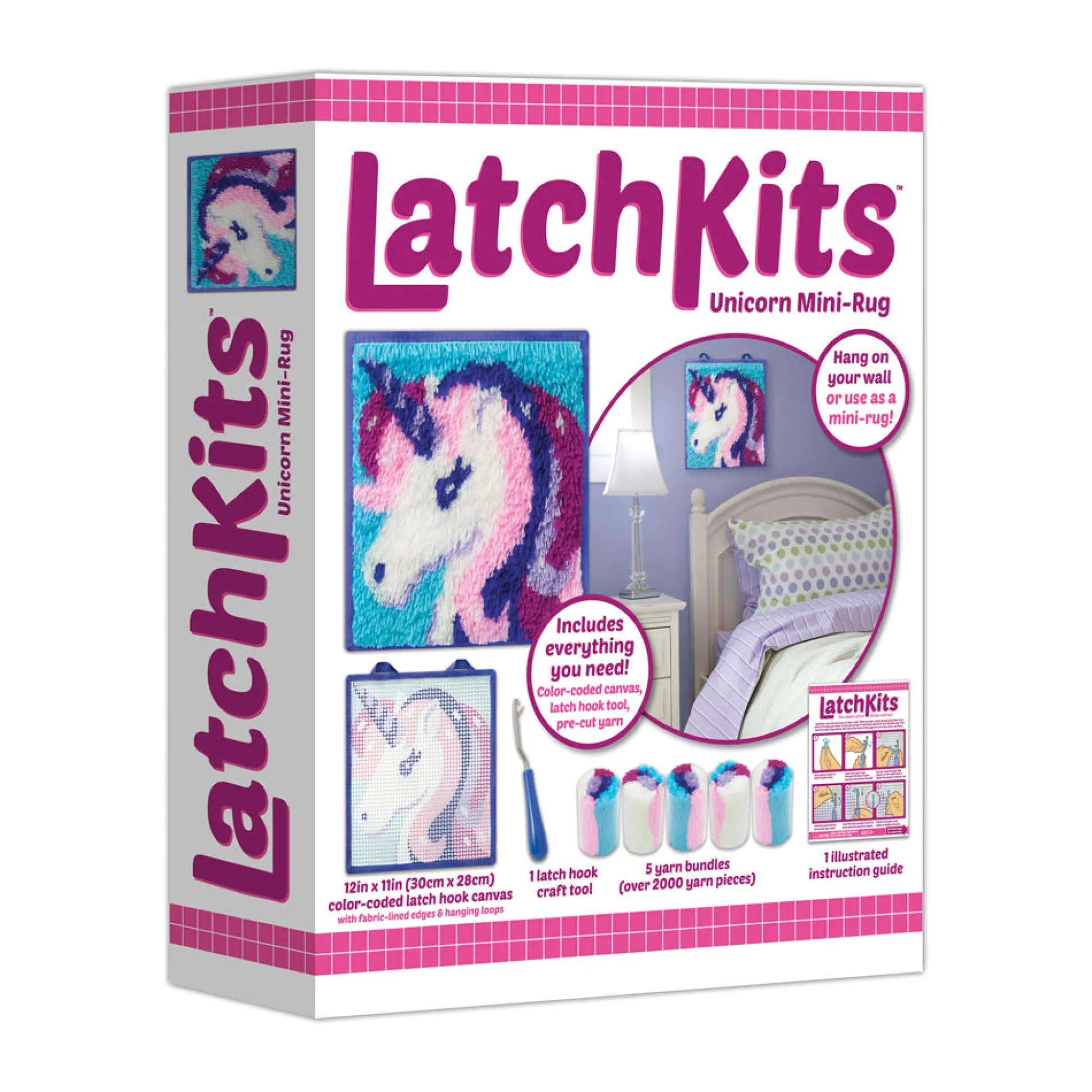 AreYouGame LatchKits Unicorn Mini-Rug Craft Kit - Create Your Own Fuzzy Rug* Crafts & Activities