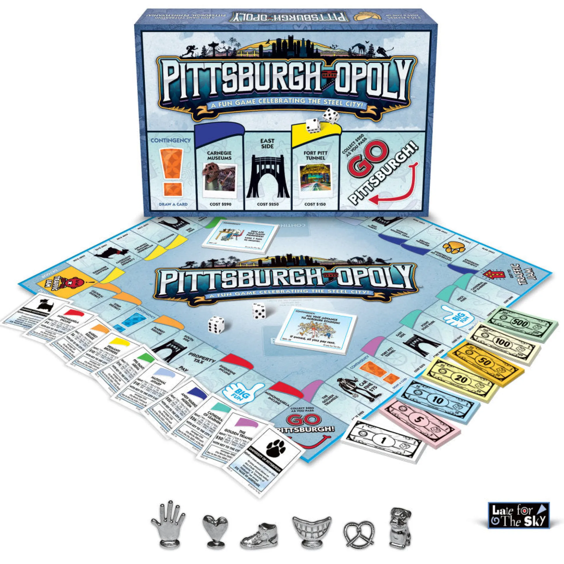 Flat River Group Late for the Sky Pittsburgh-Opoly Monopoly Style Board Game* Board Games|Role-Playing Games