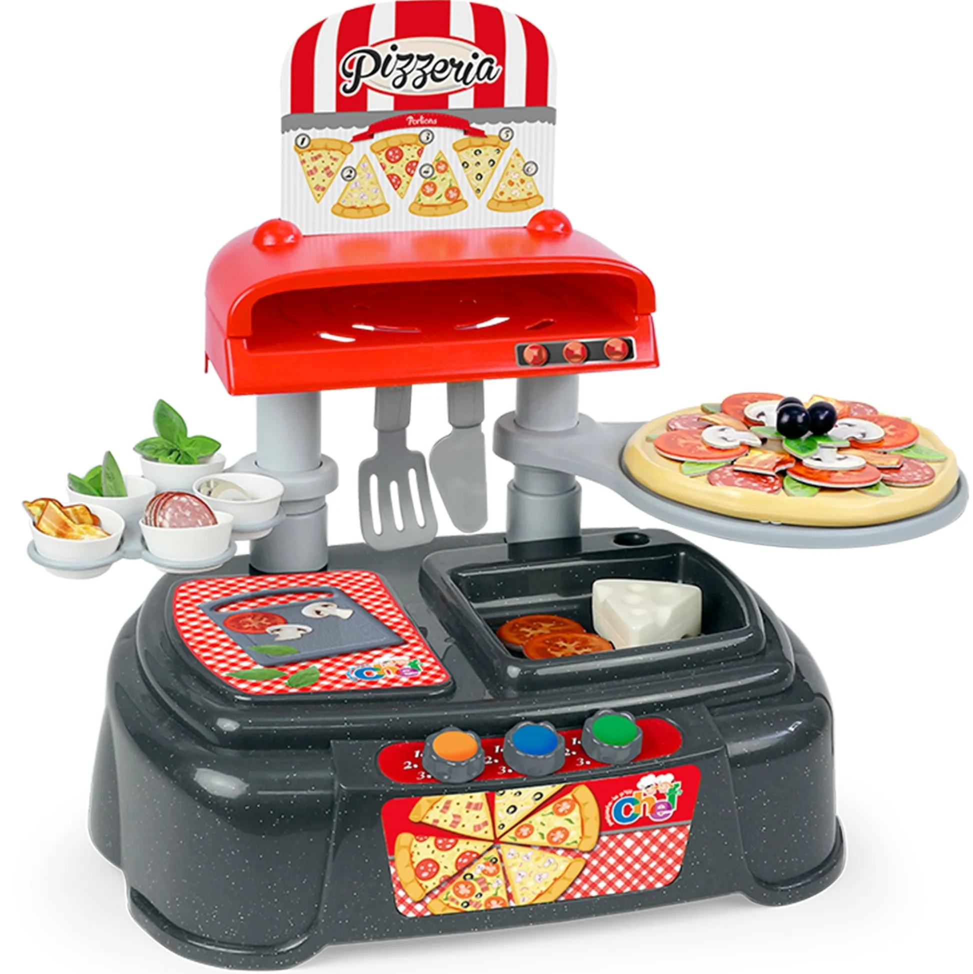 The Distribution Solutions Le P'tit Chef Deluxe Mini Pizzeria Playset - Slice Up Fun!* Kitchens & Play Food|Dress Up