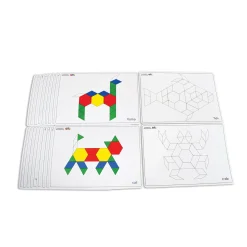 Educators Resource Learning Advantage Geometric Pattern Block Cards - 20 Double-Sided Activity Cards* Math Toys|Math, Counting & Time