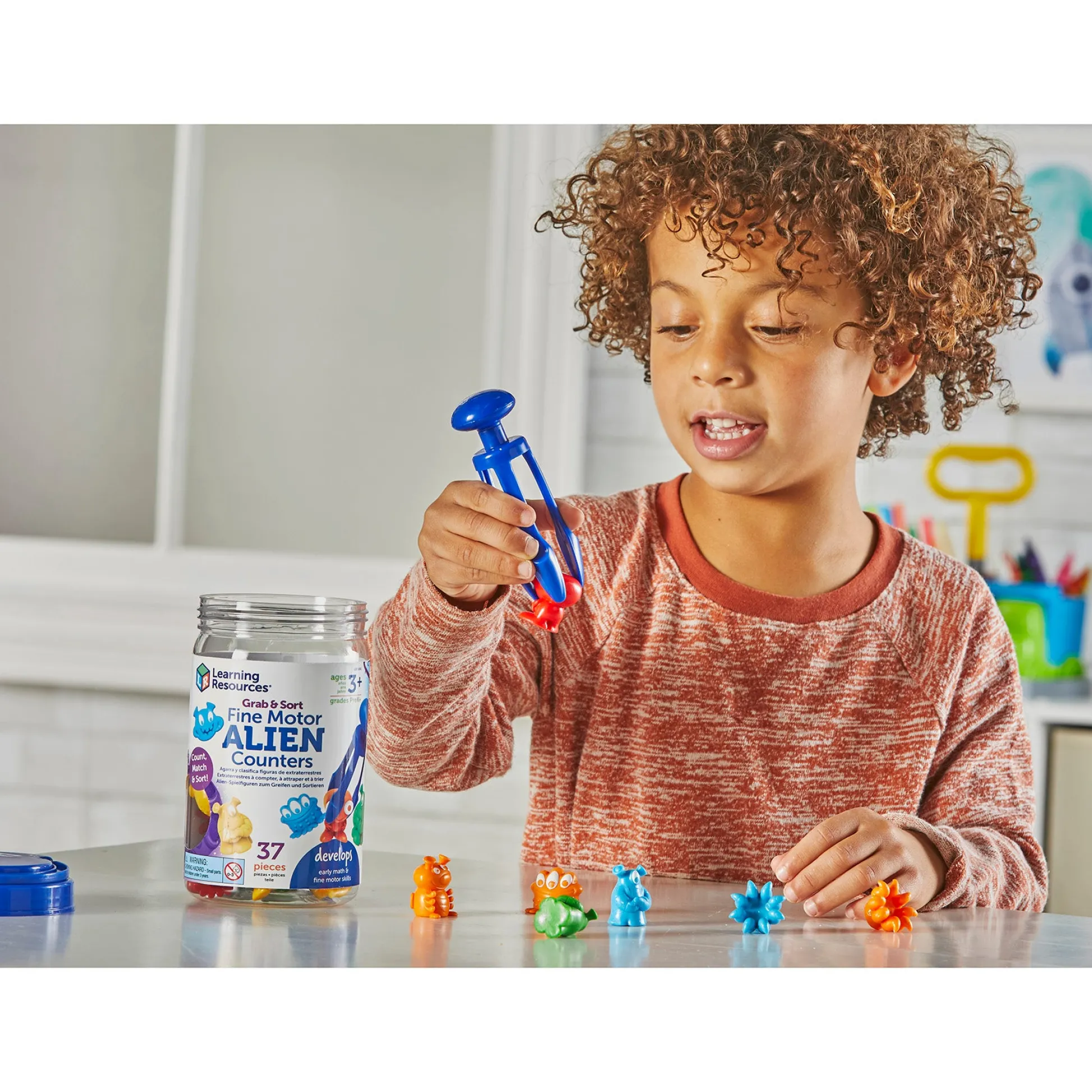 Educators Resource Learning Resources Grab & Sort Fine Motor Alien Counters - Galactic Shapes & Colors* Preschool Education Toys & Activities