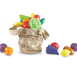 Educators Resource Learning Resources 17pc Fresh Picked Fruit & Veggie Tote* Kitchens & Play Food|Dress Up