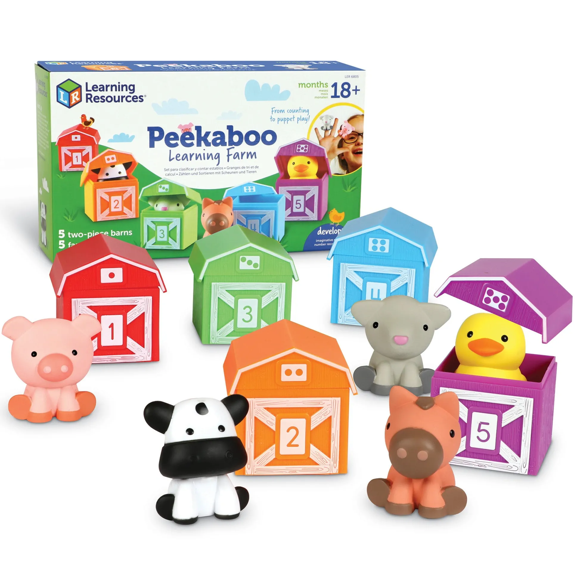 Educators Resource Learning Resources Peekaboo Learning Farm Colorful Animal Barn Playset* Preschool Education Toys & Activities