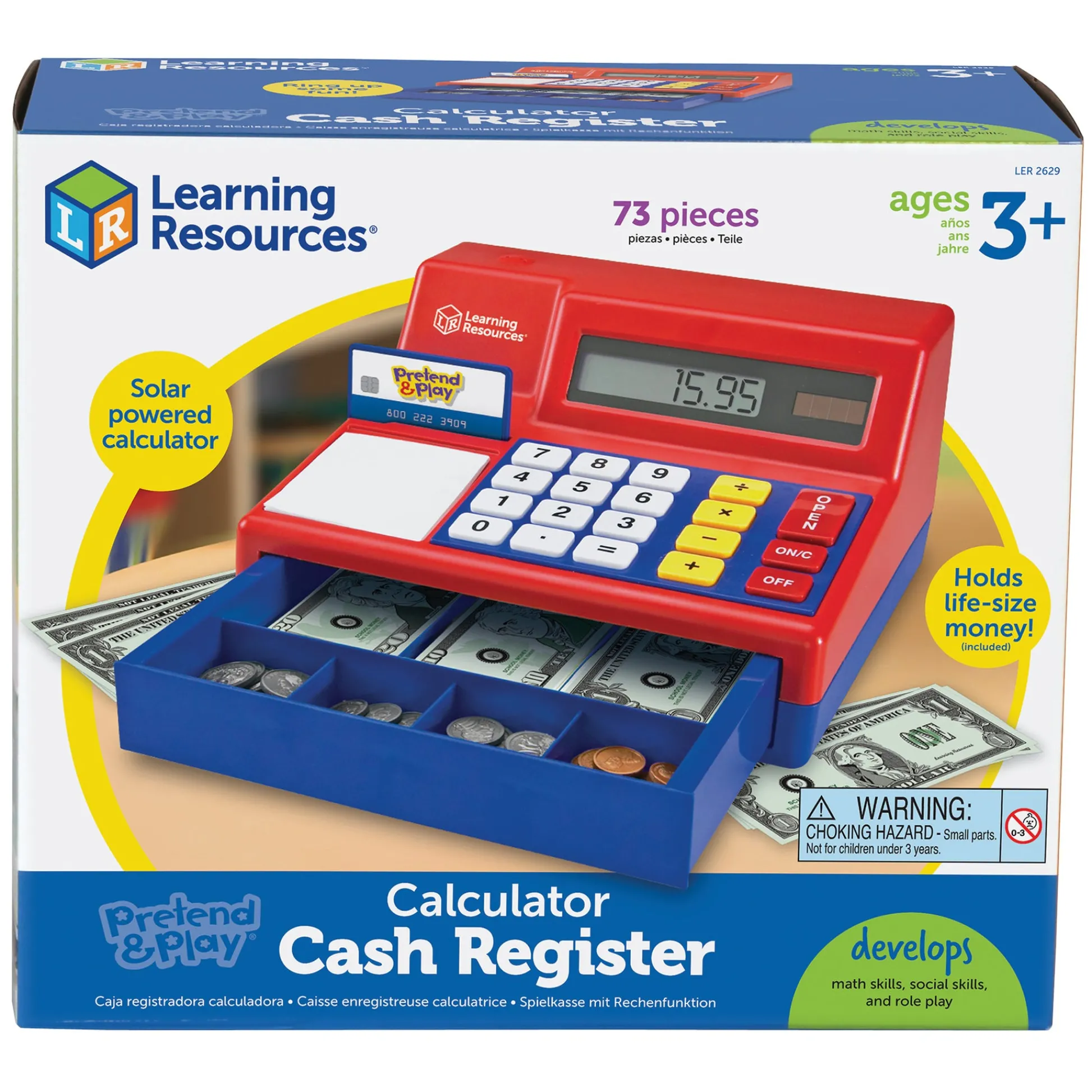 Educators Resource Learning Resources Pretend & Play Calculator Cash Register with Solar Panel* Kitchens & Play Food|Dress Up
