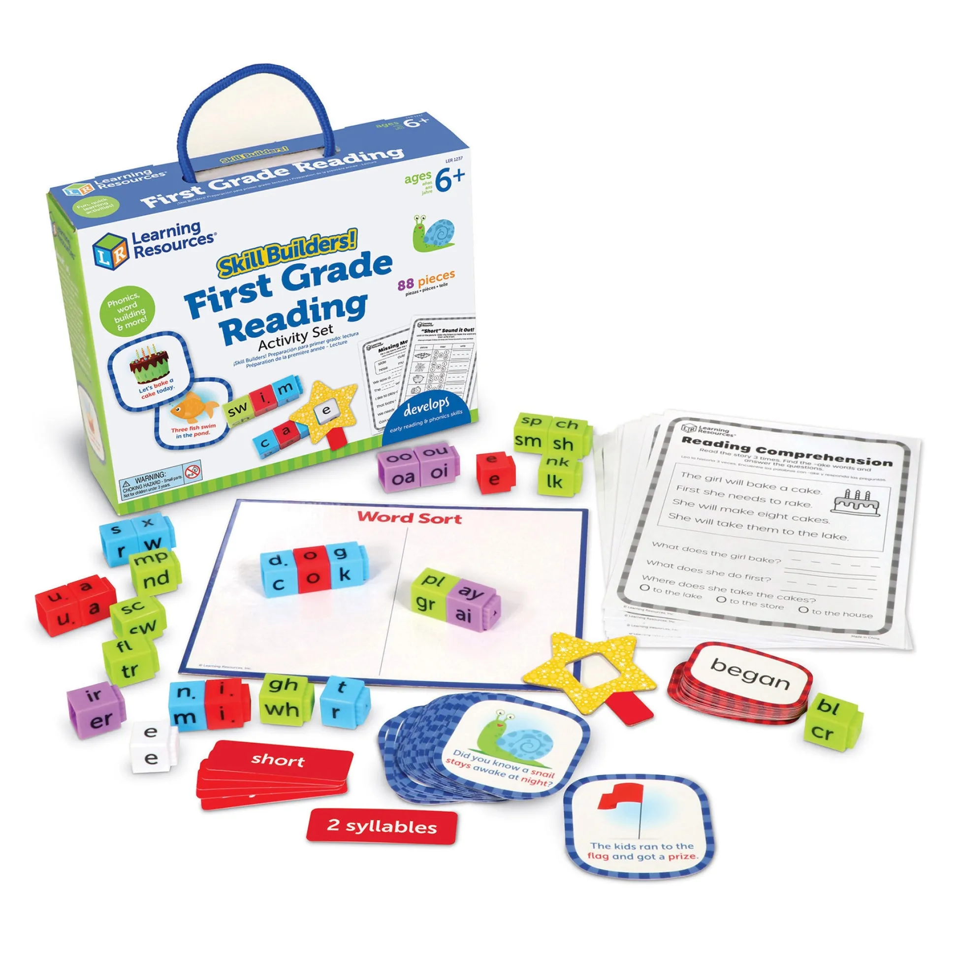 Educators Resource Learning Resources Skill Builders! 1st Grade Activities - 3-Pack Bundle for Reading, Math, and Shapes* Preschool Learning & Development Toys