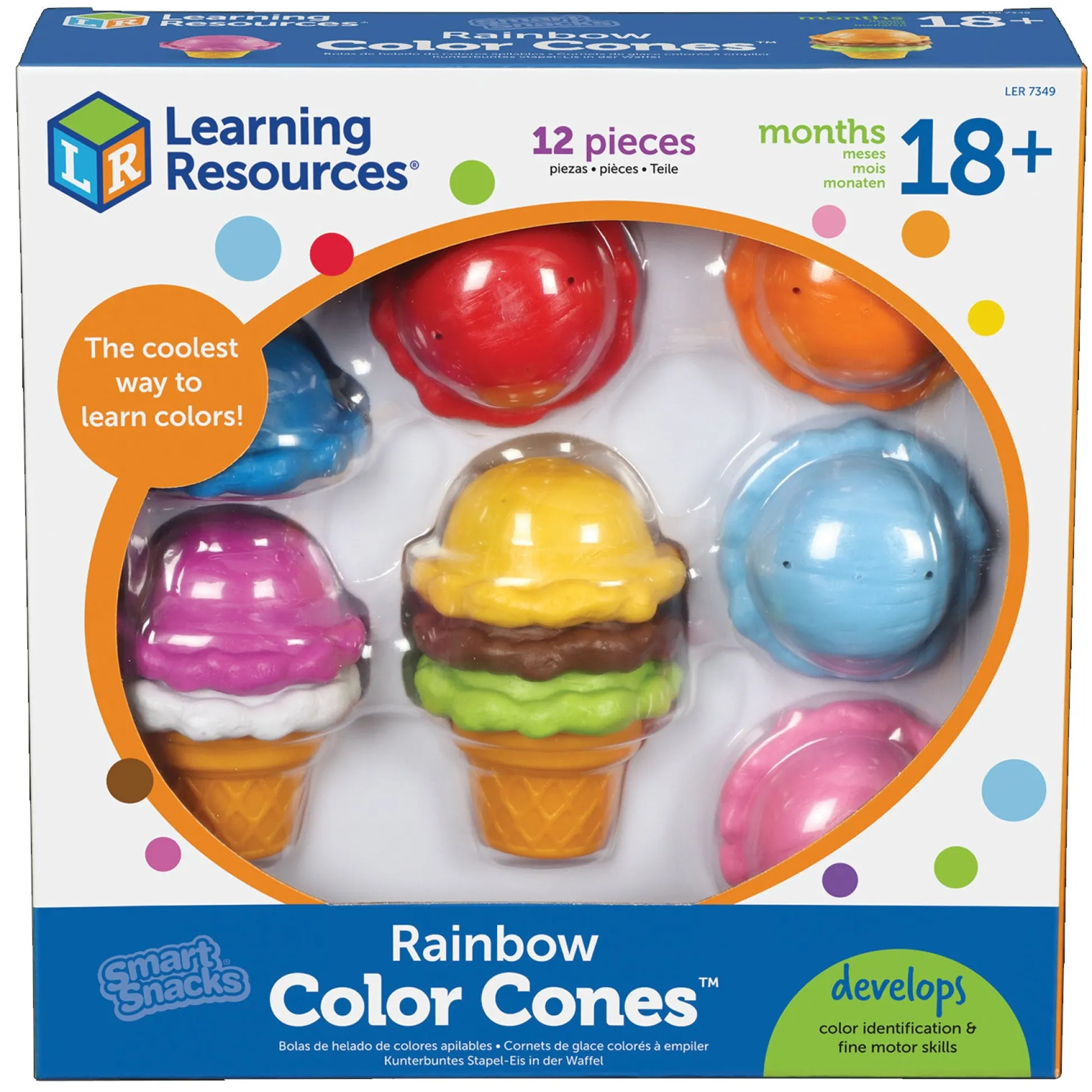 Educators Resource Learning Resources Smart Snacks Rainbow Color Cones - Ice Cream Stacking Toy* Blocks, Sorting & Stacking Toys
