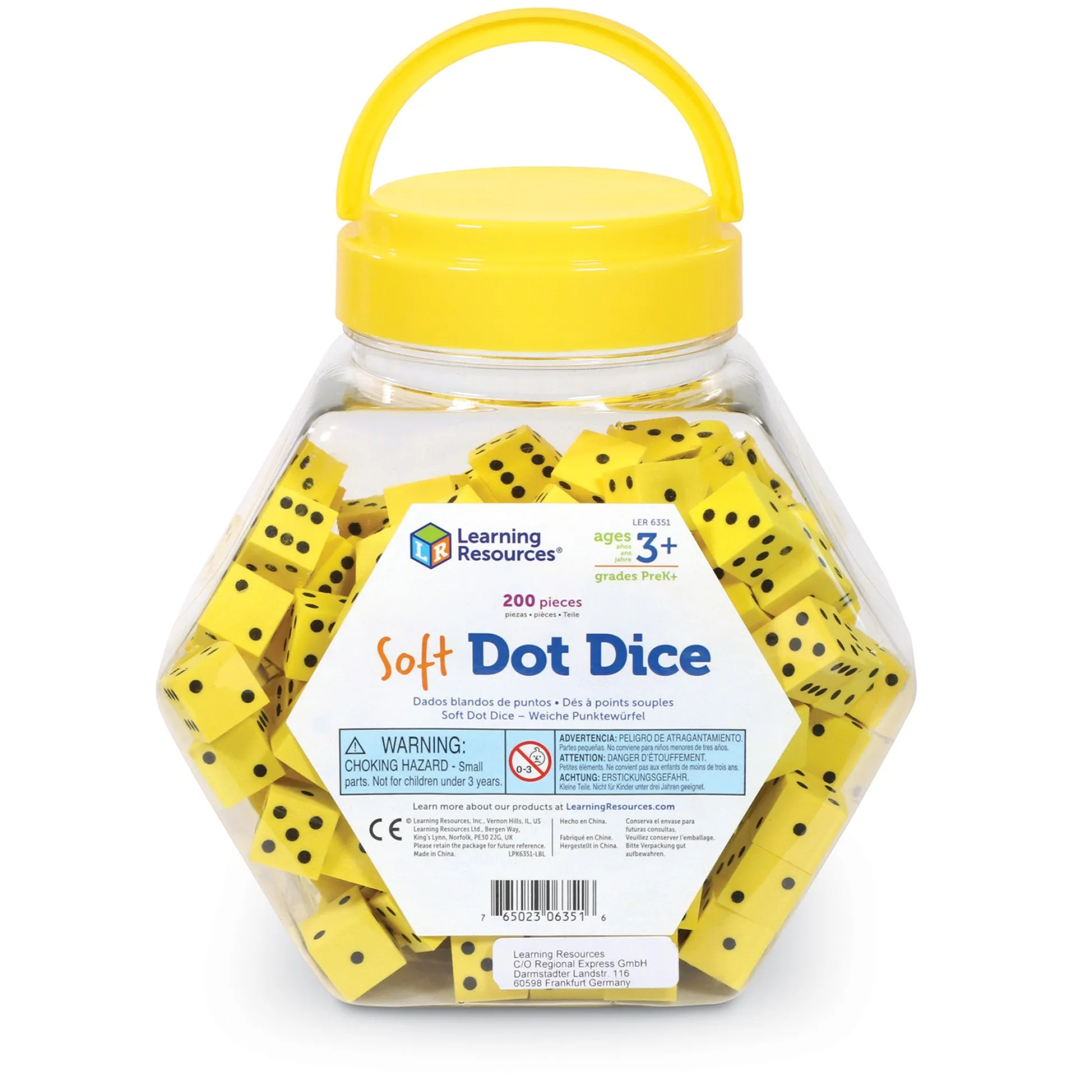 Educators Resource Learning Resources Soft Foam Dot Dice Set - 200 Count - Yellow* Dice, Roll & Write Games