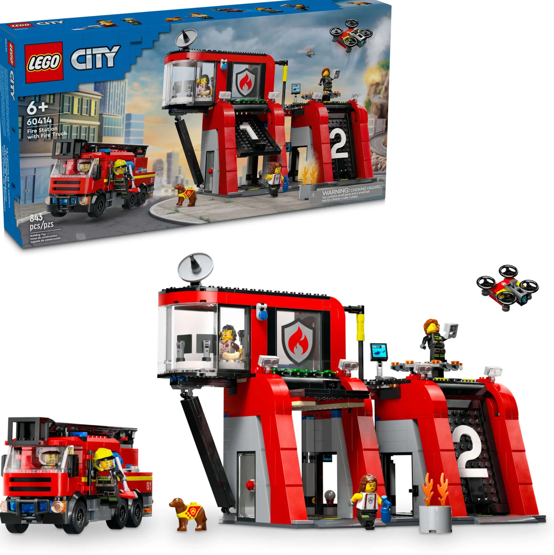 ToyHouse LEGO City Fire Station with Fire Truck Playset 60414 - 843 Pieces* Lego Shop