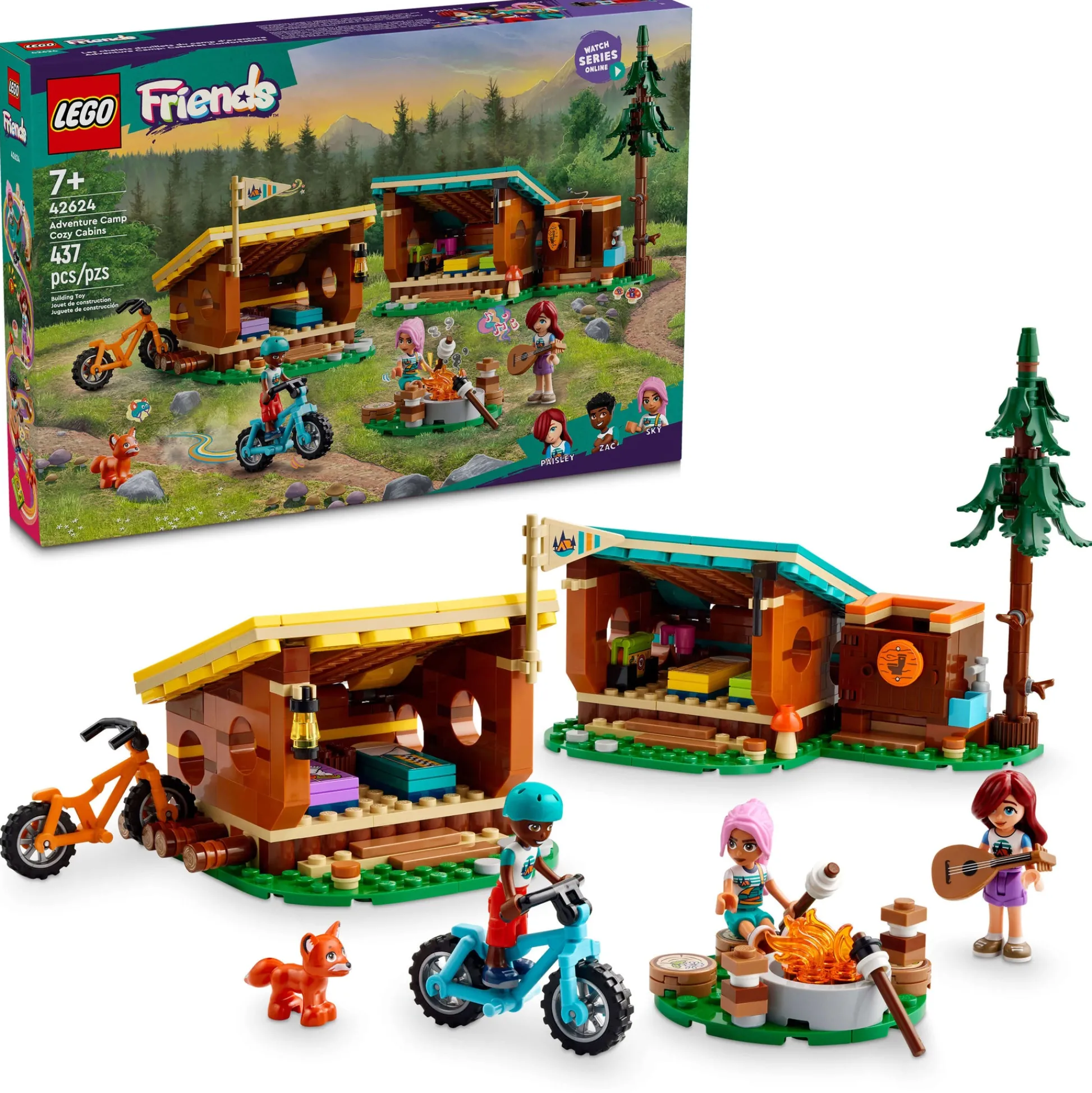 ToyHouse LEGO Friends Adventure Camp Cozy Cabins Camping Toy 437 Pieces - 42624* Lego Friends|Lego Shop