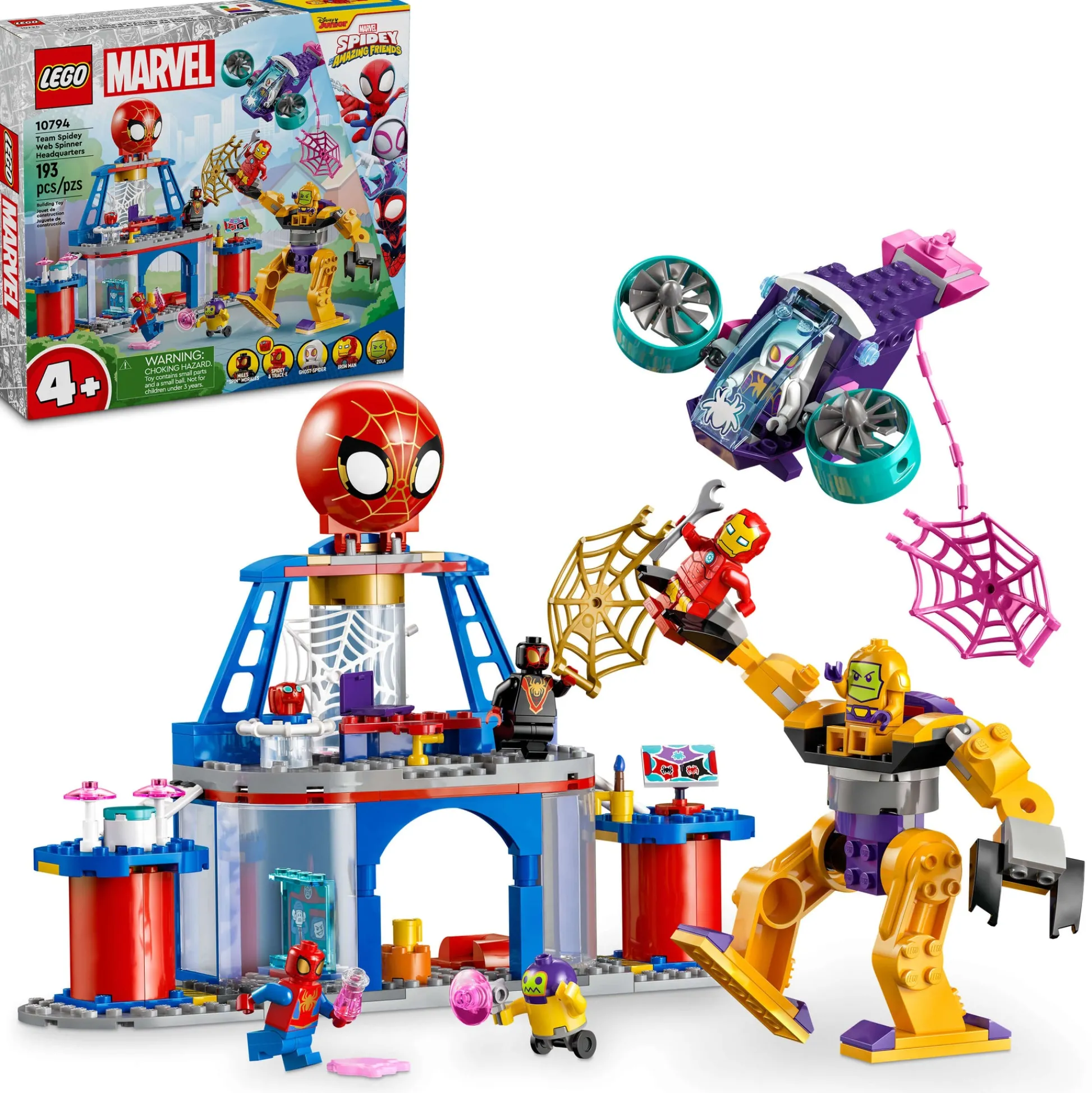 ToyHouse LEGO Marvel 4+ Team Spidey Web Spinner Headquarters 193-Piece Playset 10794* Lego Marvel|Lego Shop