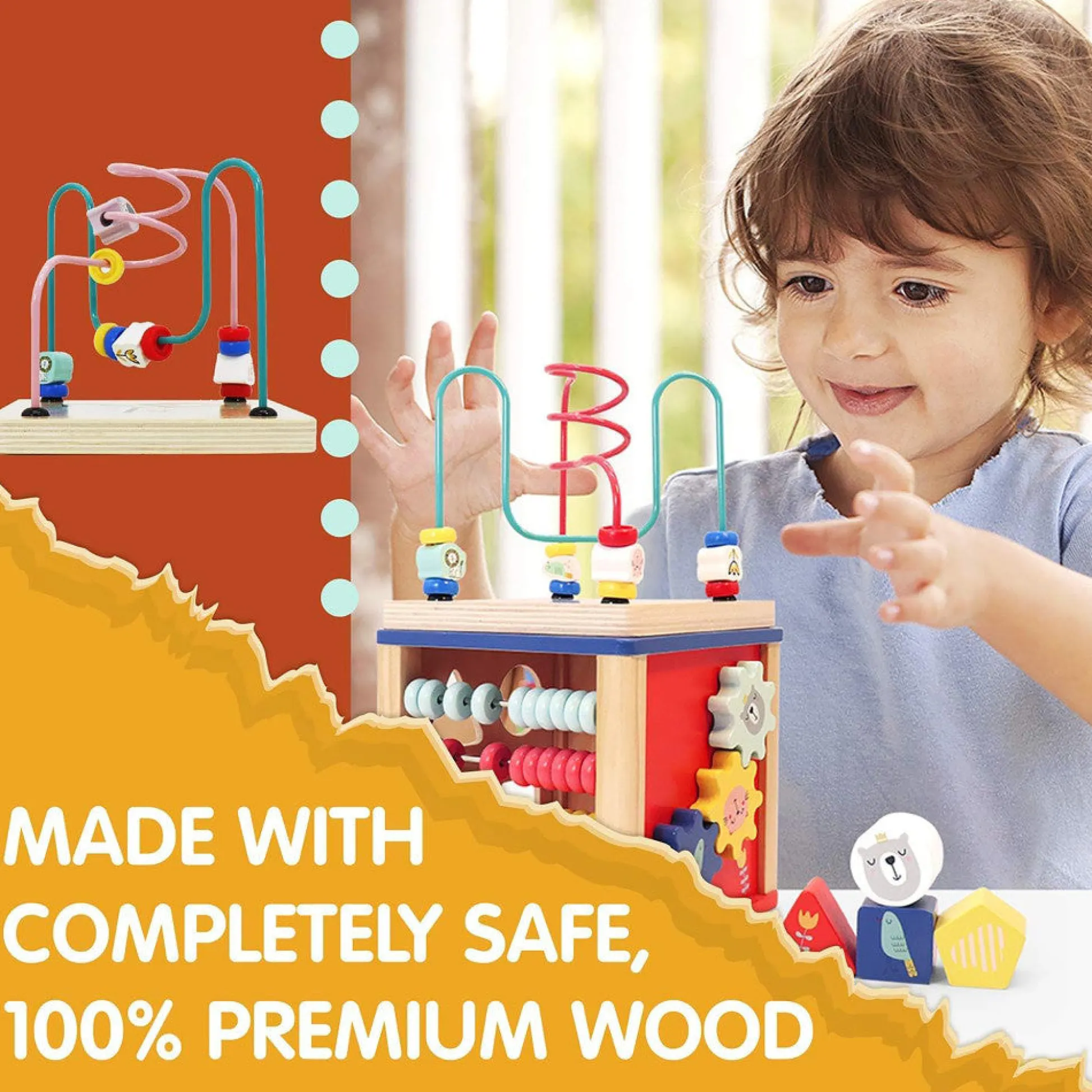 Flat River Group LEO & FRIENDS Alice 5-in-1 Activity Cube - Montessori-Approved Interactive Toy* Preschool Education Toys & Activities