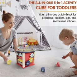 Flat River Group LEO & FRIENDS Alice 5-in-1 Activity Cube - Montessori-Approved Interactive Toy* Preschool Education Toys & Activities