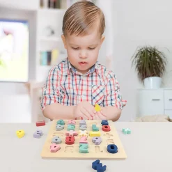 Flat River Group LEO & FRIENDS Colorful Wooden Chunky Number Math Puzzle - 26 Pieces, Learning Toy* Math Toys|Math, Counting & Time