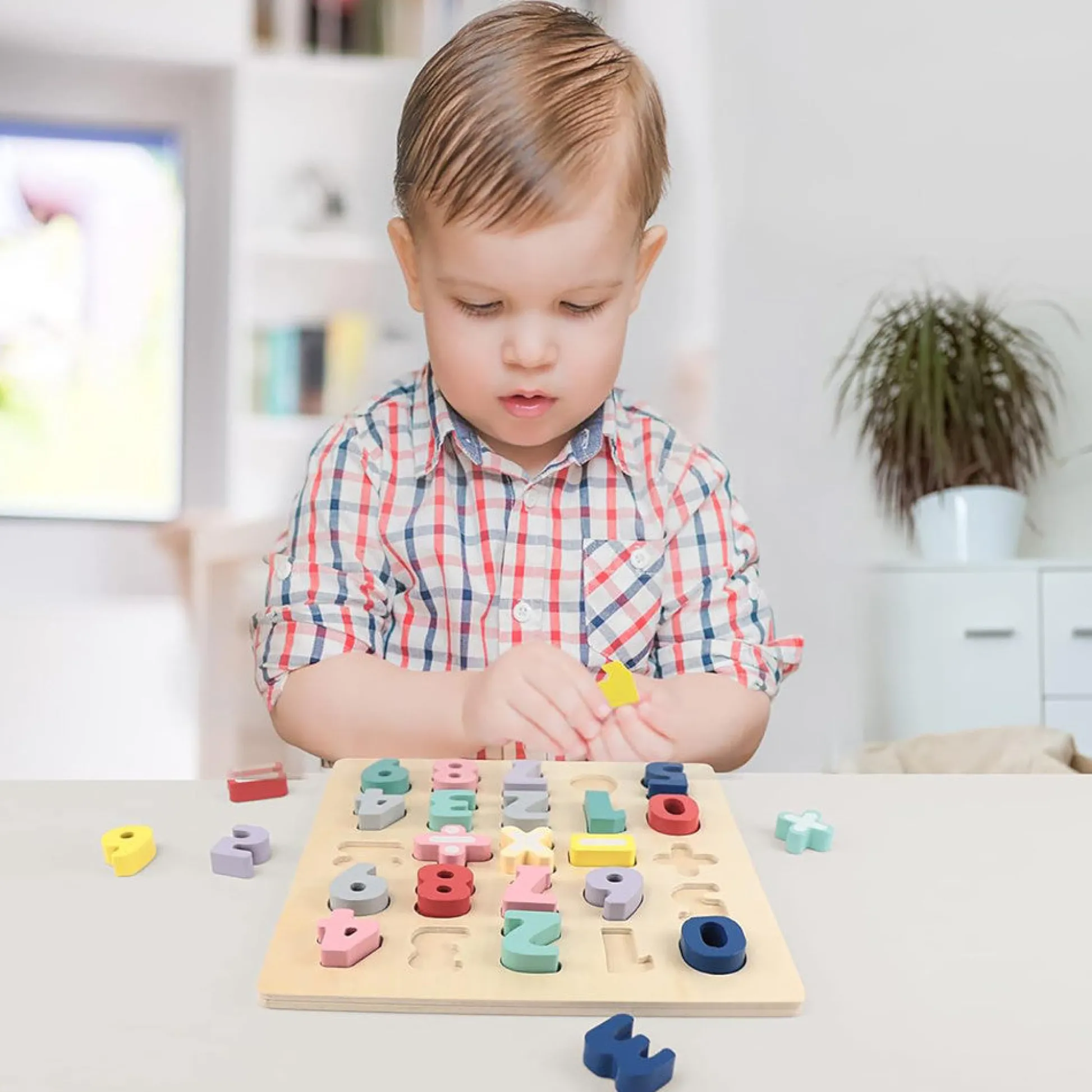Flat River Group LEO & FRIENDS Colorful Wooden Chunky Number Math Puzzle - 26 Pieces, Learning Toy* Math Toys|Math, Counting & Time