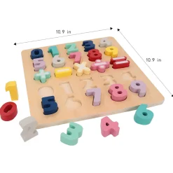 Flat River Group LEO & FRIENDS Colorful Wooden Chunky Number Math Puzzle - 26 Pieces, Learning Toy* Math Toys|Math, Counting & Time