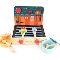Flat River Group LEO & FRIENDS 2-In-1 Wooden Mini Kitchen Playset - 15pcs* Kitchens & Play Food|Dress Up
