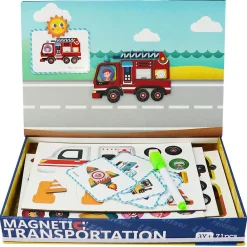 Flat River Group LEO & FRIENDS Magnetic Transportation Playset - Colorful 71-Piece Learning Toy* Preschool Education Toys & Activities|Preschool Vehicles