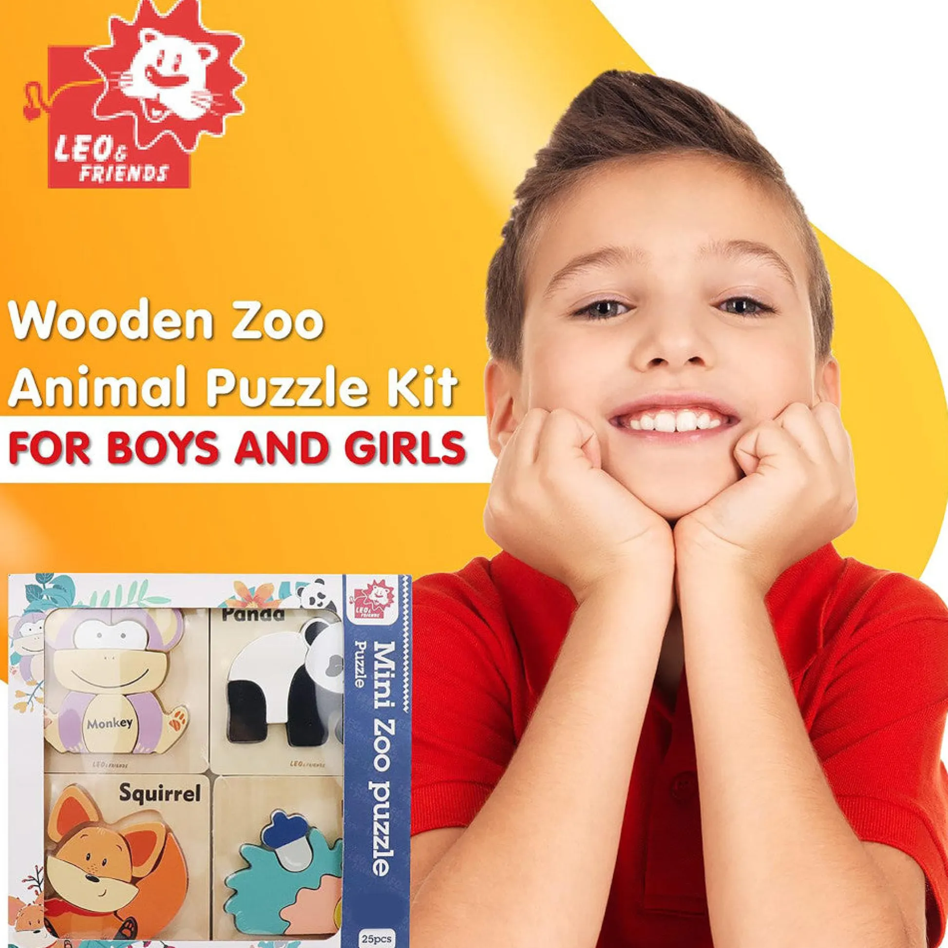 Flat River Group LEO & FRIENDS Mini Zoo 25pc Wooden Puzzle Set* Puzzles