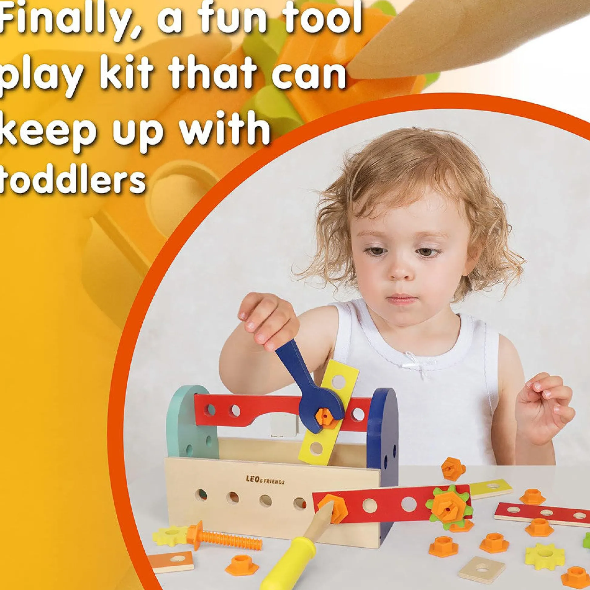 Flat River Group LEO & FRIENDS 28-Piece Wooden Tool Box Playset* Tools & Workshops|Dress Up