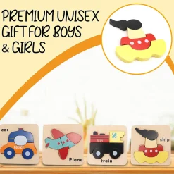 Flat River Group LEO & FRIENDS Transportation-Themed Wooden Puzzle Set – 23 pc* Puzzles