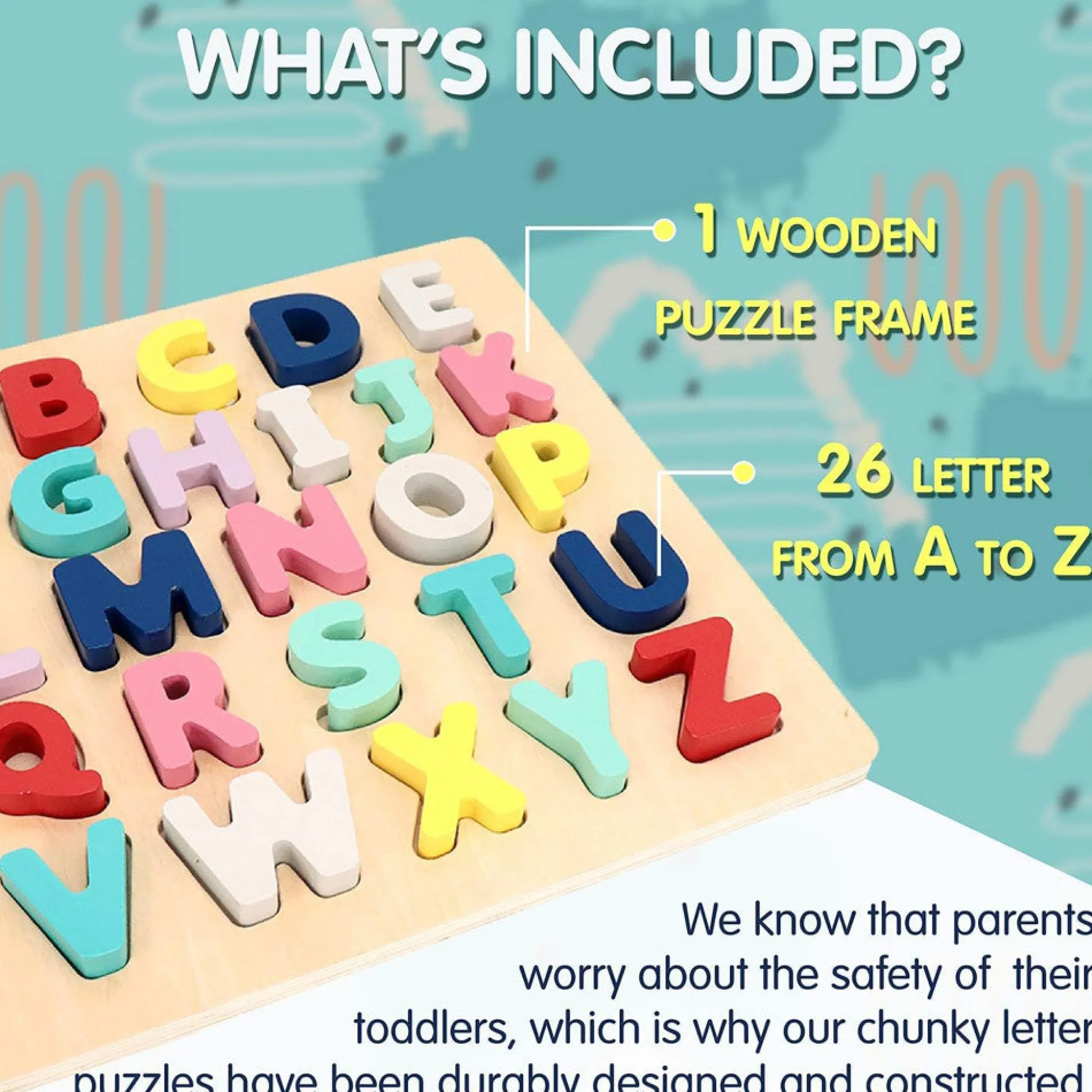 Flat River Group LEO & FRIENDS Wooden Chunky Alphabet Puzzle - 27 Piece Set* Preschool Education Toys & Activities|Puzzles