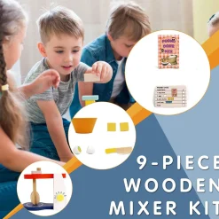 Flat River Group LEO & FRIENDS Wooden Mixer Set - 9pc Make-A-Cake Kit* Kitchens & Play Food|Dress Up