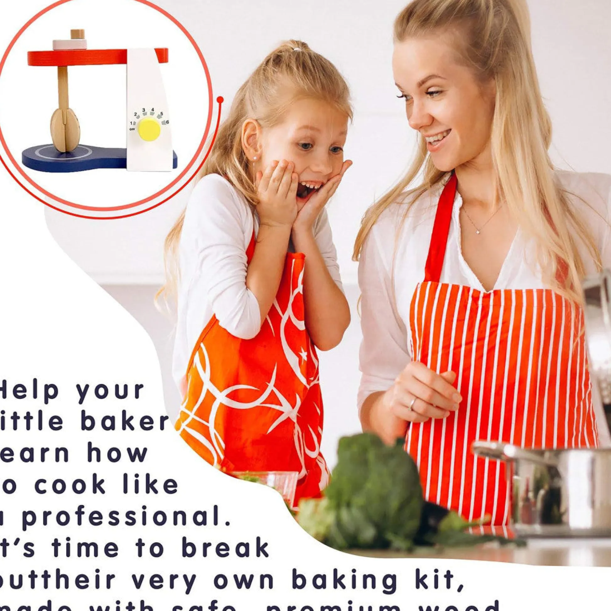 Flat River Group LEO & FRIENDS Wooden Mixer Set - 9pc Make-A-Cake Kit* Kitchens & Play Food|Dress Up