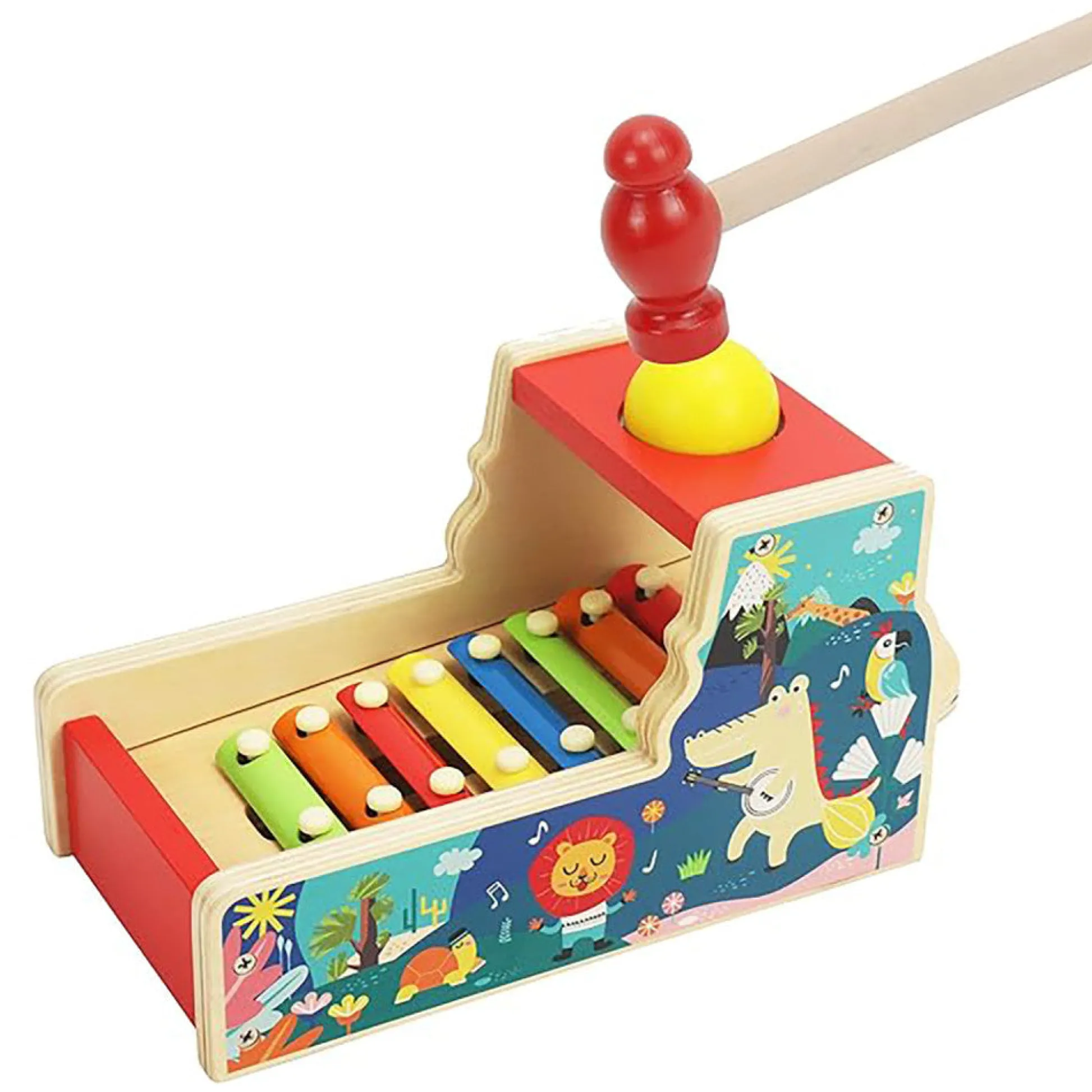 Flat River Group LEO & FRIENDS Wooden Musical Pound & Tap Bench with Xylophone* Preschool Education Toys & Activities