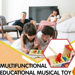 Flat River Group LEO & FRIENDS Wooden Musical Pound & Tap Bench with Xylophone* Preschool Education Toys & Activities