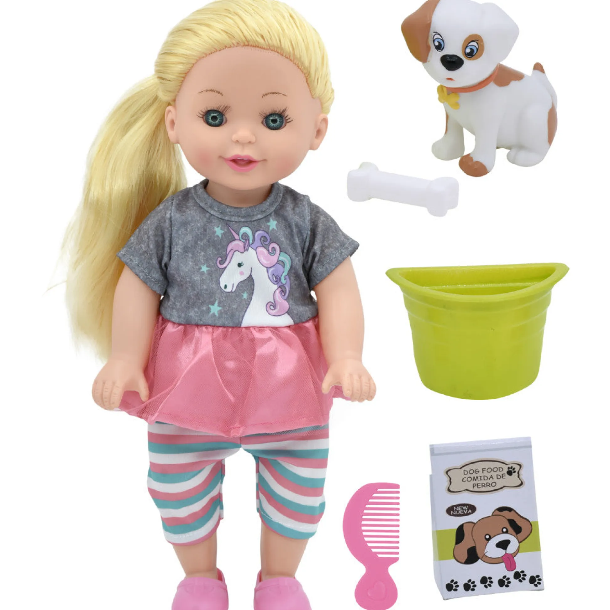Flat River Group Lil Tots 14" Unicorn-Themed Talking Pet Grooming Playset with Doll - Pink/Grey/Green* Stuffed Animals & Plush Toys