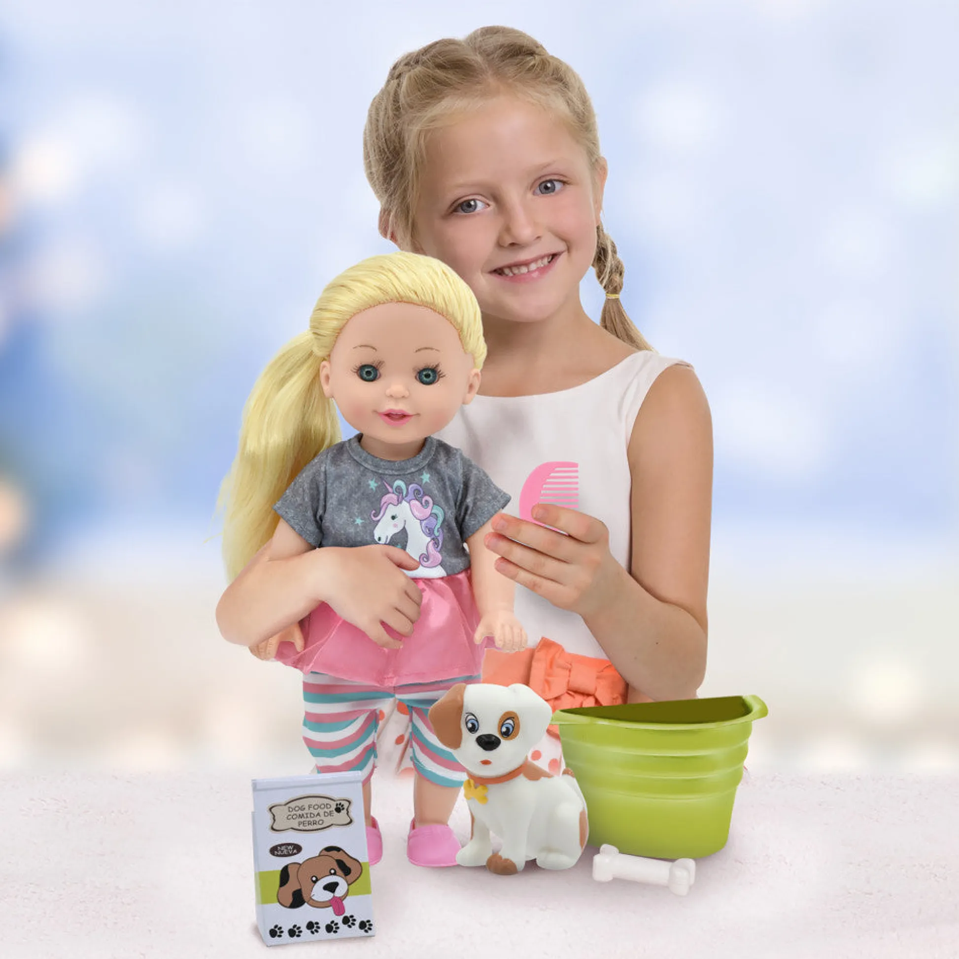 Flat River Group Lil Tots 14" Unicorn-Themed Talking Pet Grooming Playset with Doll - Pink/Grey/Green* Stuffed Animals & Plush Toys
