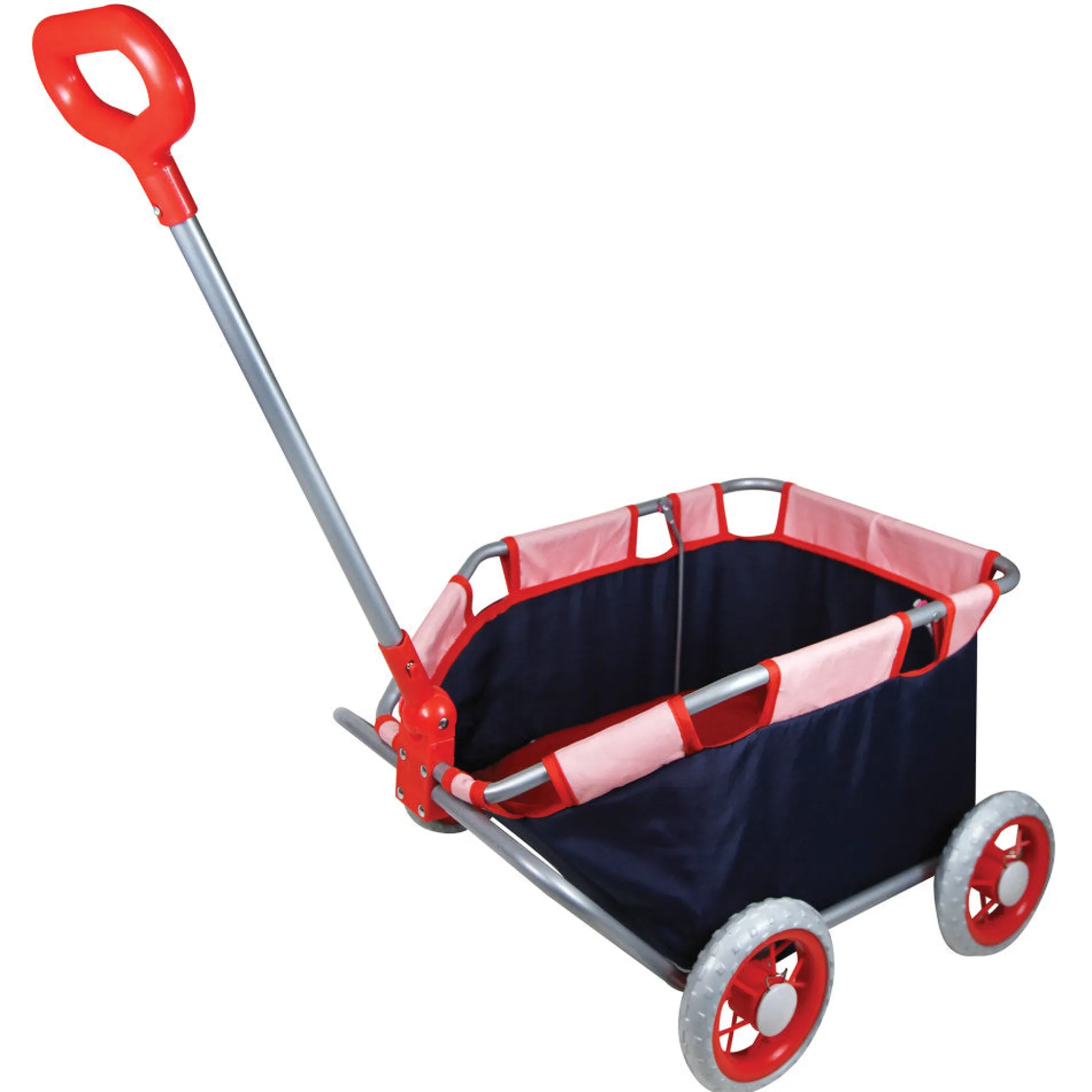 Flat River Group Lissi Doll Pull Cart - Navy & Red - Foldable Design for Kids Ages 2+* Stuffed Animals & Plush Toys|Social & Emotional Skills