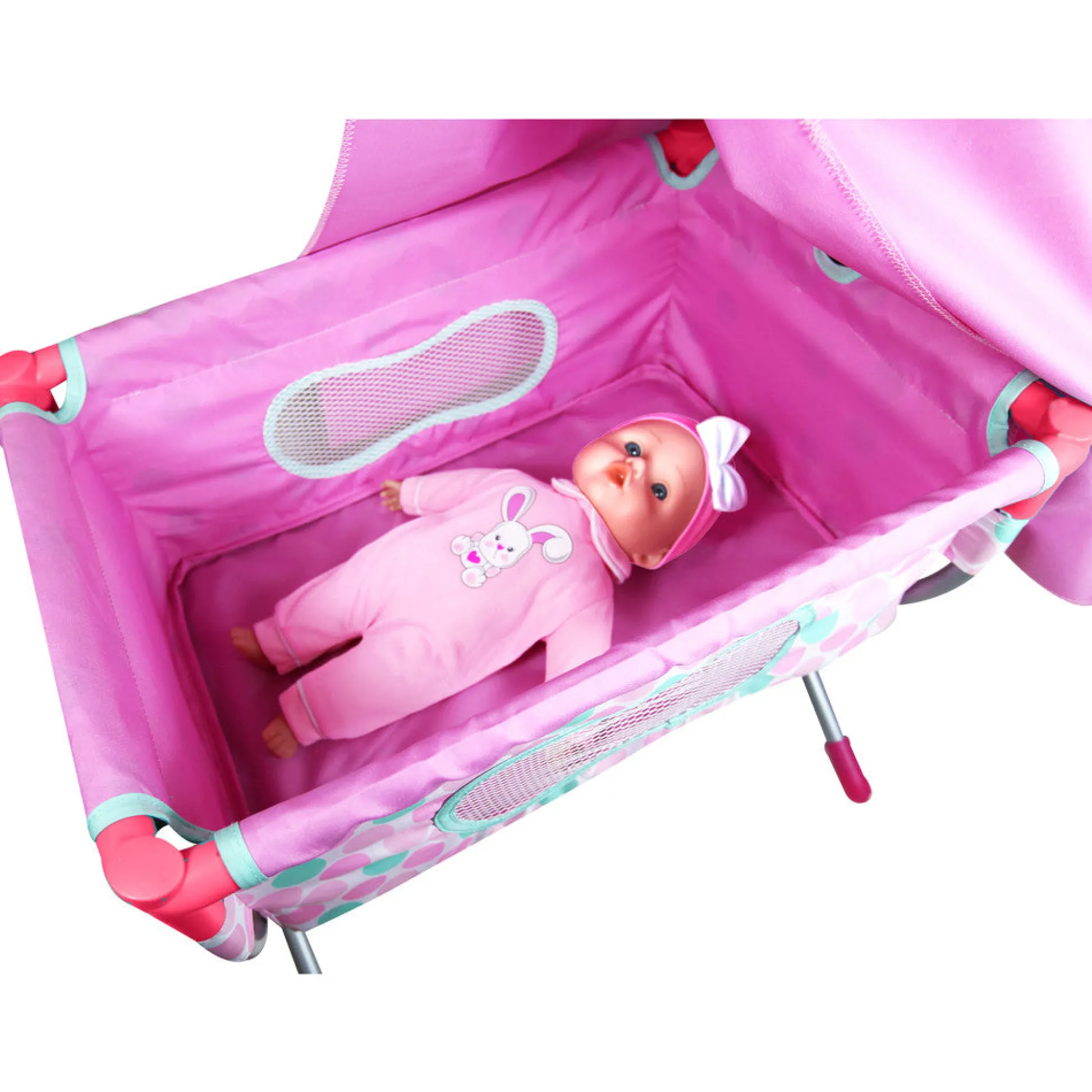 Flat River Group Lissi 14-inch Talking Baby Doll with Crib - Pink Bunny Outfit* Interactive Dolls & Pets|Stuffed Animals & Plush Toys