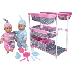 Flat River Group Lissi Twin Baby Doll Care Center Playset with Feeding Accessories* Social & Emotional Skills|Stuffed Animals & Plush Toys