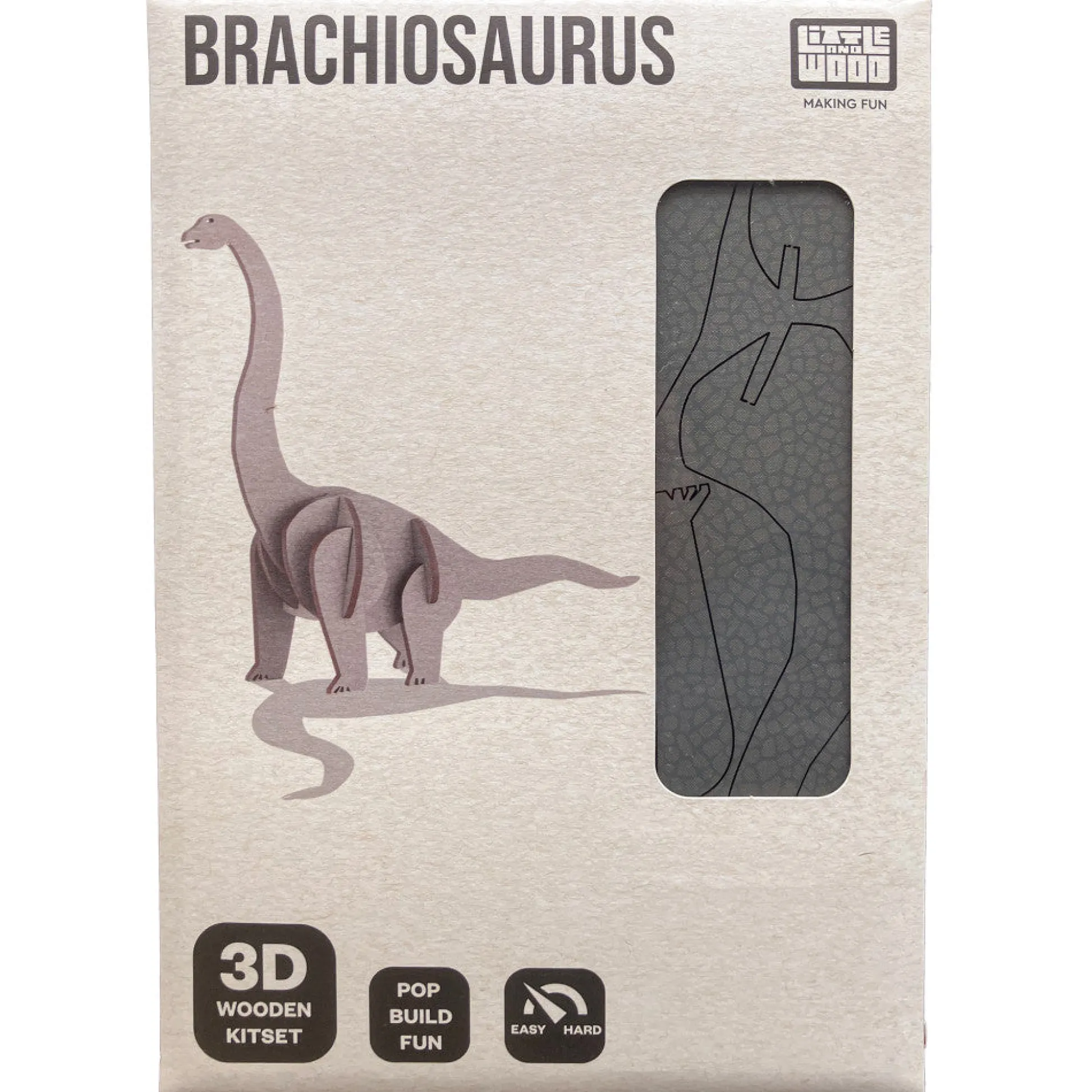 Flat River Group Little & Wood Brachiosaurus: Medium Grey 3D Wooden Dino Puzzle Kit* Puzzles
