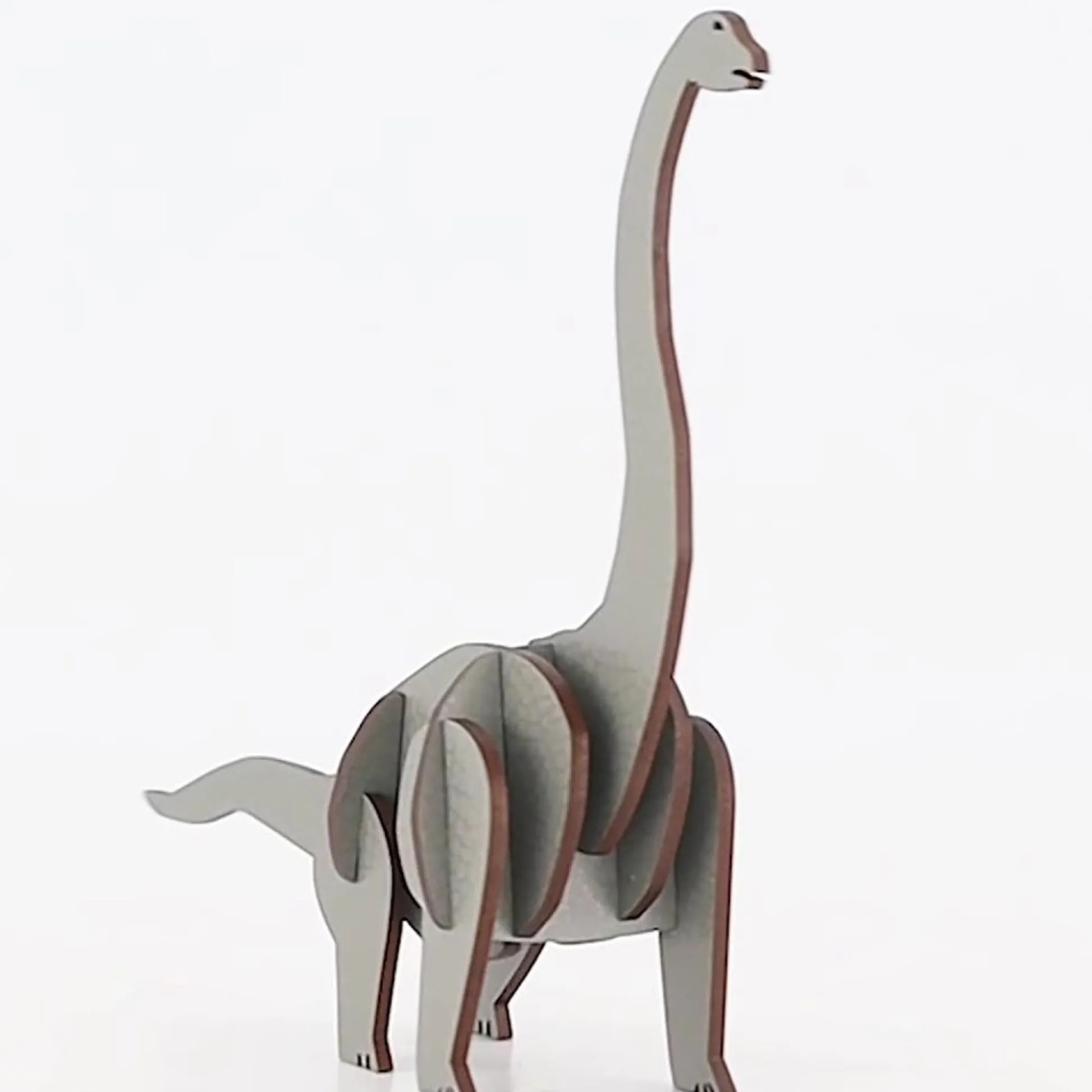 Flat River Group Little & Wood Brachiosaurus: Medium Grey 3D Wooden Dino Puzzle Kit* Puzzles