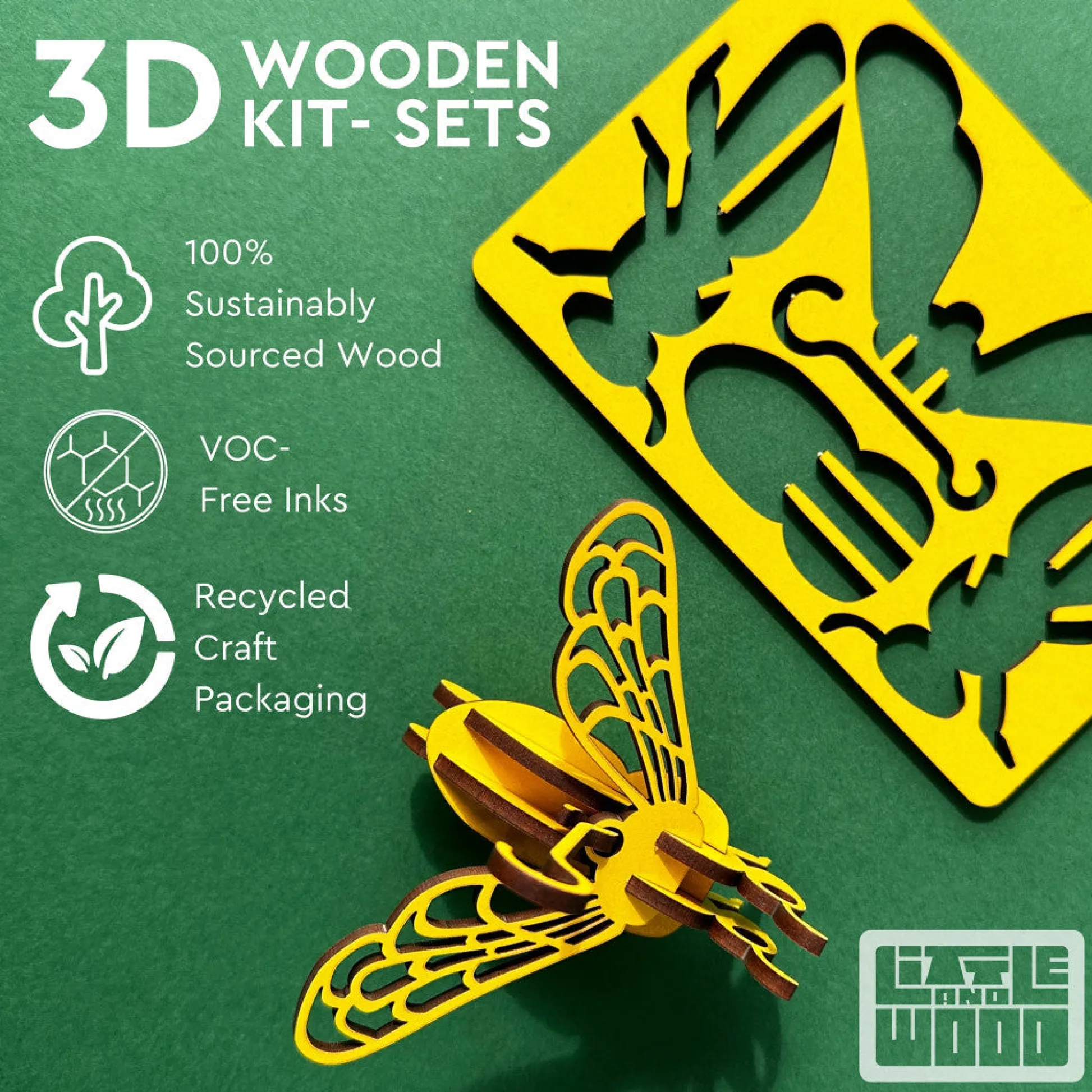 Flat River Group Little & Wood Chickadee 3D Wooden Puzzle Kit - Small Black Model* Puzzles